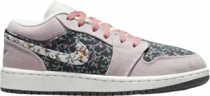 Кроссовки Air Jordan 1 Low SE GS 'Floral', фиолетовый