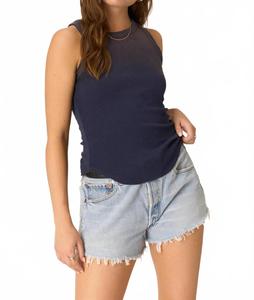 Топаз Сан Фейдс ребристый топ в цвете Нави Блисс PROJECT SOCIAL T, темно-синий