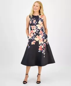 Женское платье миди без рукавов с принтом julia jordan, мультиколор