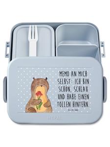 Mr. & Mrs. Panda Дизайн букета из выдры в бенто-боксе с надписью, пастельно-голубой цвет