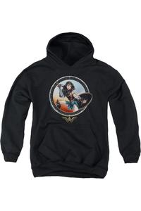 Толстовка с капюшоном Wonder Woman в боевой позе из фильма Gildan, черный