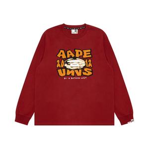 Футболка с длинным рукавом и принтом *A Bathing APE Aape, красно-коричневый