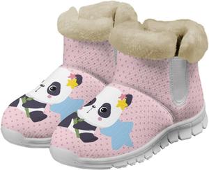 Зимние ботинки Panda Snow Chaqlin для женщин, ботинки на щиколотку, противоскользящие, с широким плоским каблуком, повседневные уличные ботинки с уютной фланелевой подкладкой, сохраняющие тепло, Pink Circular Dots Panda