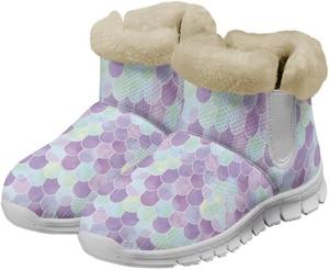 Женские ботинки на зиму с противоскользящей подошвой, полностью утепленные мехом, теплые и уютные снежные сапоги с поролоновой подкладкой Glomenade, Green Mermaid Scales