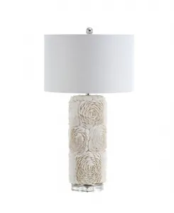Настольная светодиодная лампа в форме ракушки-розетки, из смолы и хрусталя Jonathan Y, белый