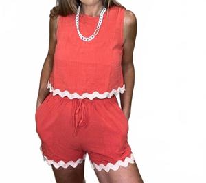 Коралловый комплект с отделкой рик-рак AnnieWear