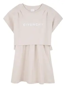 Многослойное платье с логотипом Givenchy Kids, нейтральный