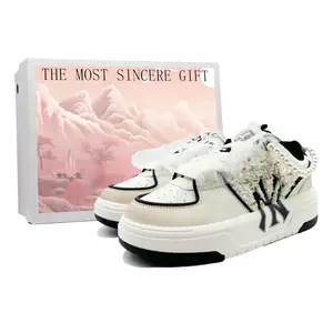 MLB Износостойкие нескользящие низкие кеды для скейтборда с массивной подошвой, увеличивающие рост, унисекс, цвет ecru yellow