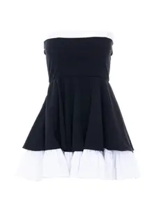 Мини-платье клеш с цветовой блокировкой в песочном цвете Aniye By, черный