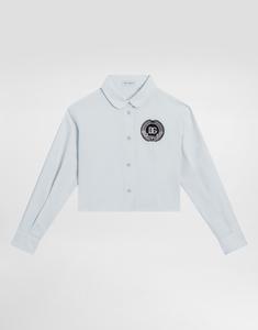 Прямого кроя хлопковая рубашка DOLCE & GABBANA, серый