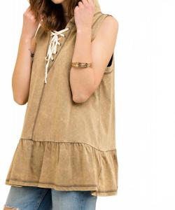 Выстиранный худи в оливковом цвете Entro