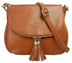 Сумка через плечо Samantha Look, натуральная кожа, производство Италия, цвет Cognac