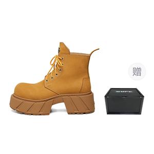 SMFK Женские короткие ботинки Мартин в имбирно-желтом цвете с магнитной коробкой для хранения, цвет Ginger Yellow-Comes with Magnetic Storage Box