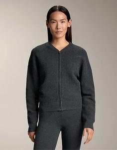 Структурированная трикотажная куртка OYSHO на молнии темно-серого цвета