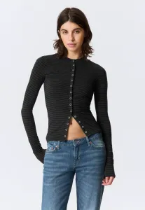 Узкий кардиган с длинными рукавами Weekday, Dark Grey Stripe