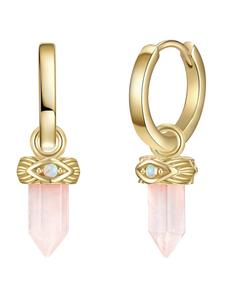 Glanzstücke München Серьги-кольца из стерлингового серебра с опалом (синтетическим) в оправе из желтого золота