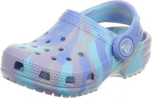 Детские сабо Crocs унисекс, классические, с мраморным рисунком, акварельным рисунком, размер K, мультиколор