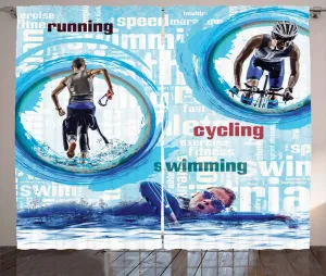 Штора ABAKUHAUS Dog Lover в деревенском стиле, для езды на велосипеде, бега, плавания, гостиной, универсальная, с петлями и крючками, 280 x 175 см, небесно-голубая и разноцветная Abakuhaus