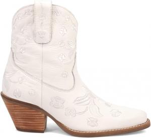 Женские вестерн-сапоги Dingo с вырезом «сердечко», с цветочной вышивкой и открытым носком, White