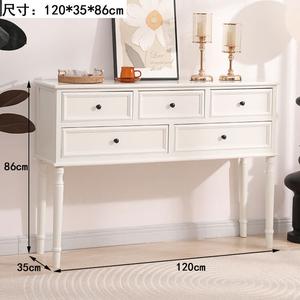 Yu Senyi Комод 120х35х86 см для спальни и гостиной настенный из дерева в стиле American-Style, 5 ящиков, цвета Black и Ivory White