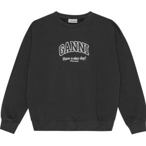 Свитшот GANNI с принтом логотипа из органического хлопка, серый