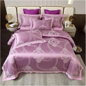 KYTGFH Комплект постельного белья сатиновый жаккардовый с эффектом шелка стеганый хлопковый с покрывалом