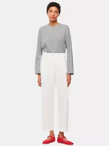 Футболка Whistles Long Sleeve Stripe Cropped, цвет khaki/white