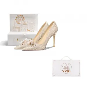 VVKI Тонкие каблуки туфли-лодочки женские champagne gold