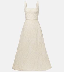 Платье из цветочного жаккарда Monique Lhuillier, слоновая кость