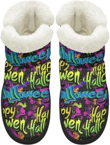 Женские ботинки босиком с широким носком, зимние снежные ботинки, теплые пушистые ботильоны с ЭВА подошвой для праздников Chririnla, Halloween Graffiti