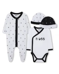 Детский комплект белого цвета из хлопка BOSS Kidswear