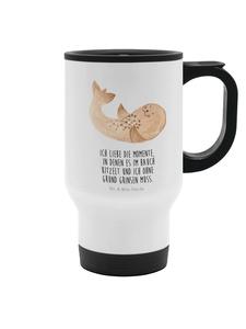 Mr. & Mrs. Panda Белая чайная кружка с изображением печати и надписью