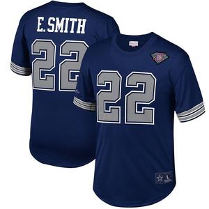 Мужская футболка Mitchell & Ness Emmitt Smith Navy Dallas Cowboys с именем и номером игрока в отставке, цвет Cow Navy