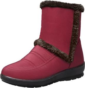 Женские зимние ботинки с флисом, теплые ботильоны до середины икры, повседневные утепленные ботинки на молнии, ортопедические, мягкая обувь на осень для женщин Generic, #E01-Red