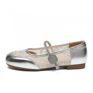 ZHR Мэри Джейн туфли женские бежевые, серебристые — серебро, цвет Silver
