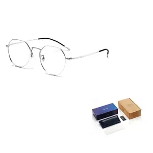 LASHION Титановая оправа для очков нестандартной формы унисекс, 【Heart-shaped titanium frame】Silver anti-blue light lens [no degree]