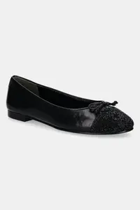 Кожаные балетки Cap-Toe Pave Ballet Tory Burch, черный