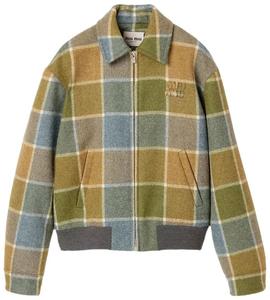 Стеганая куртка Miu Miu в клетку, коричневый