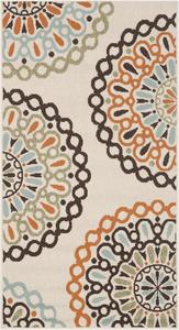 Ковер SAFAVIEH, 61 x 110 см, Veranda Collection, Cream & Terracotta, бохо цветочный дизайн, без линьки и простой в уходе, для помещений и улицы, моющийся, идеально для патио, заднего двора, прихожей