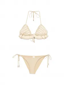Вязаный бикини с оборками Zimmermann, бежевый