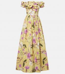 Эсплиего цветочное хлопковое поплиновое макси-платье Agua by Agua Bendita, Mutisia