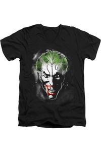 Футболка с коротким рукавом Batman Face Of Madness для взрослых из премиального хлопка с V-образным вырезом Gildan, черный