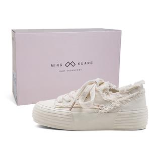 Платформенные уличные кроссовки MINGKUANG для женщин с эффектом увеличения роста, устойчивые к истиранию и скольжению, низкие матерчатые, Готическая Вечная Ночь