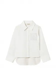 Рубашка с карманом, украшенным заклепками TWINSET Kids, белый
