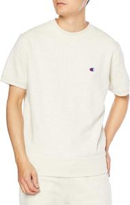 Мужская толстовка Champion C3-X013 с коротким рукавом и круглым вырезом, короткий рукав, толстовка с круглым вырезом, короткий рукав, короткий рукав, флисовая подкладка, хлопок, США, овсяный