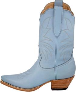 Женские кожаные ковбойские сапоги в западном стиле с изысканной вышивкой, заостренным носком и невысоким каблуком WINDBXYB, Blue