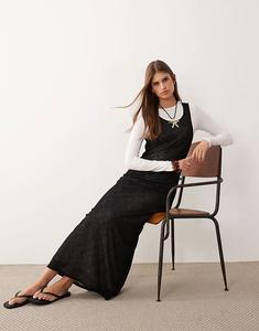 Двухслойное платье миди ASOS DESIGN цвета слоновой кости и черного цвета