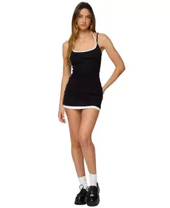 Женское мини-платье-халтер с контрастными слоями Edikted, черный