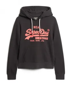 Хлопковая толстовка с неоновым принтом, черная Superdry, черный