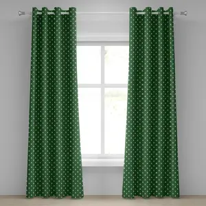 Рождественская штора на люверсах ABAKUHAUS, Непрерывный узор колокольчиков для празднования Нового года, декоративная двухпанельная штора, 280 см x 225 см, зеленый с белым Abakuhaus